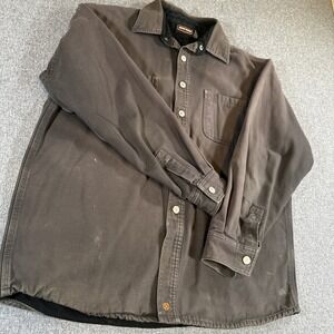 Jesse James L Brown Canvas Work Shirt Jacket Fleece Lined Chore Work Coat